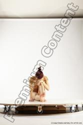 Nude Woman White Sitting poses - ALL Slim long colored Sitting poses - simple Multi angle poses Pinup